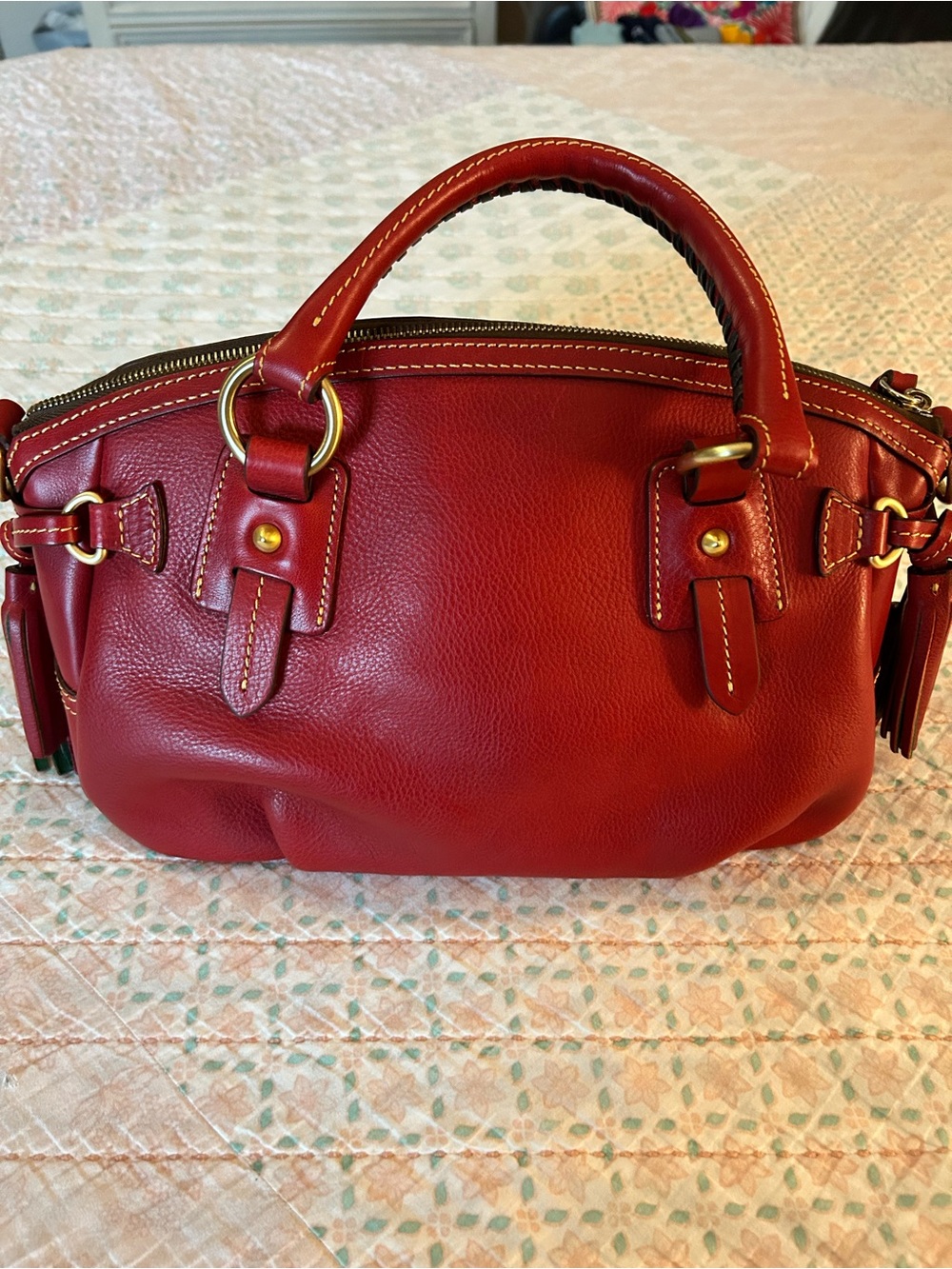 Dooney & Bourke Red Florentine Medium Mail Satchel, excellent used condition - Picture 3 of 15